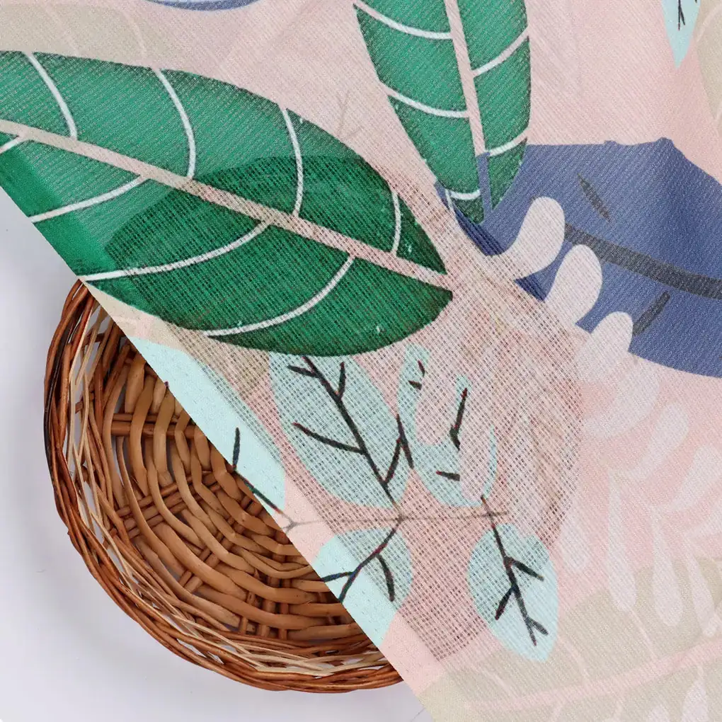 Gorgeous Kota Doria Digital Printed Fabric Material with Big Leaves - Image 2