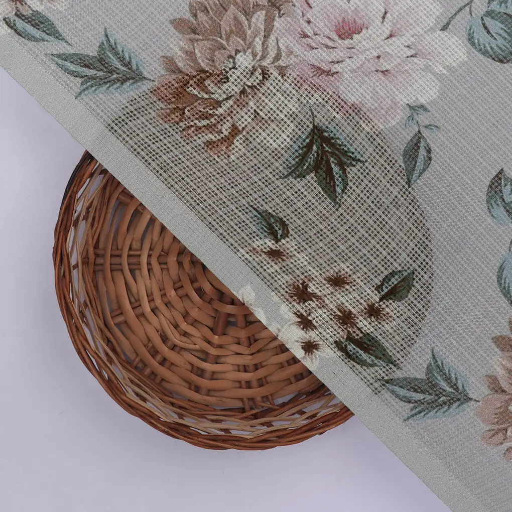 Gorgeous Kota Doria Digital Printed Fabric Material with Bunch of Flowers - Image 2