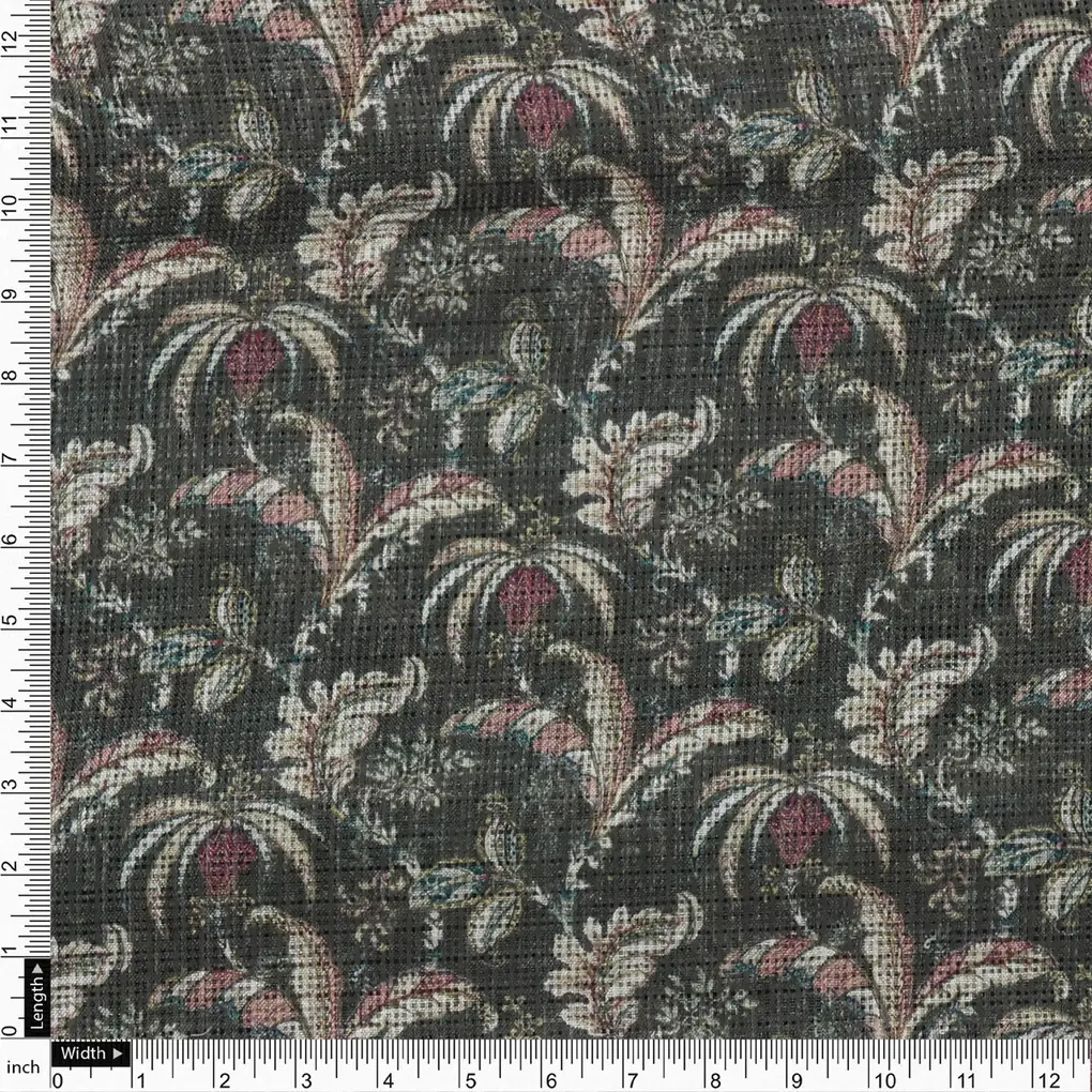 Gorgeous Kota Doria Digital Printed Fabric with Lotus Flower and Leaves - Image 4