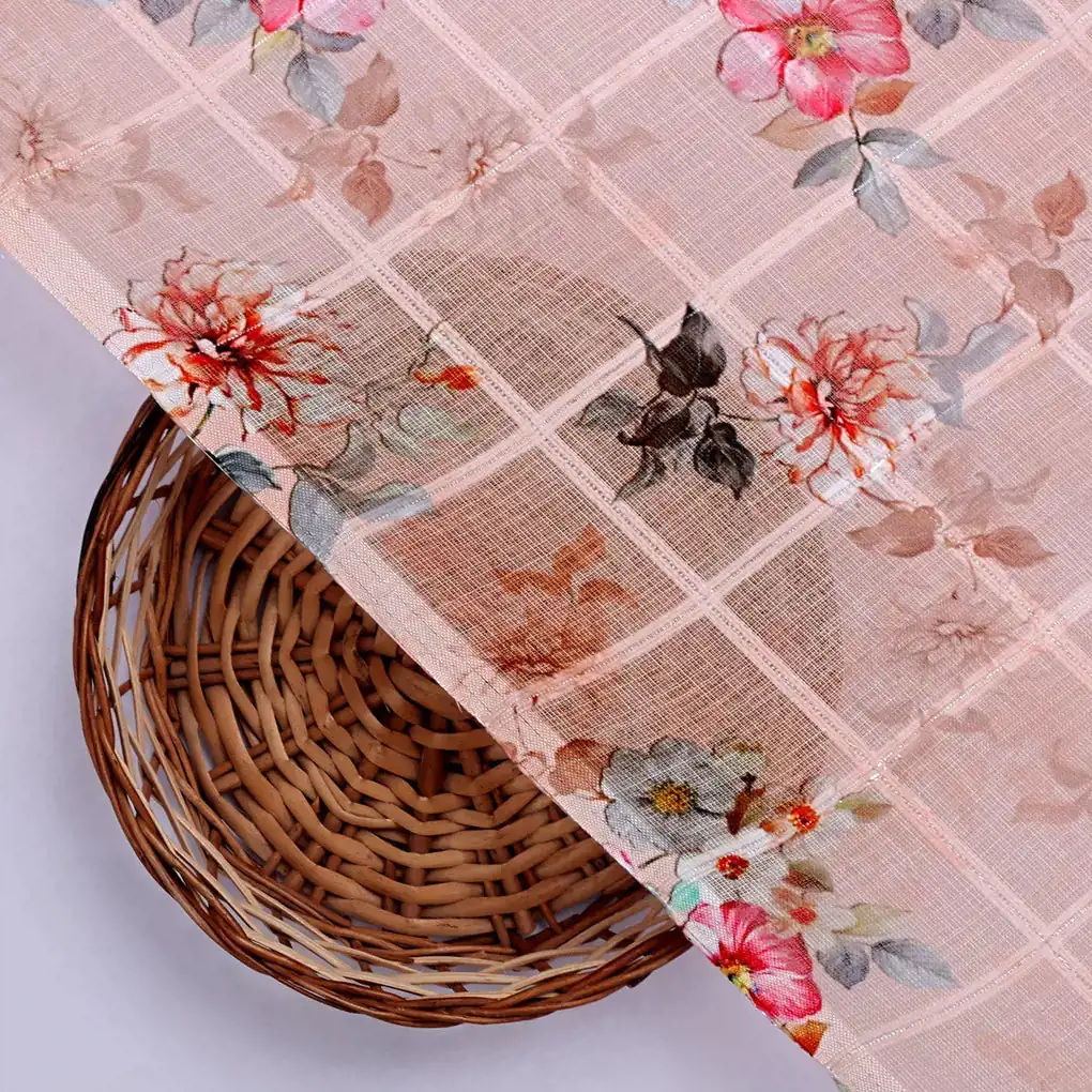 Gorgeous Linen Fabric with Bunch of Flowers Design - Image 2