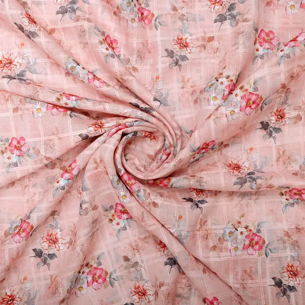 Gorgeous Linen Fabric with Bunch of Flowers Design - Image 3