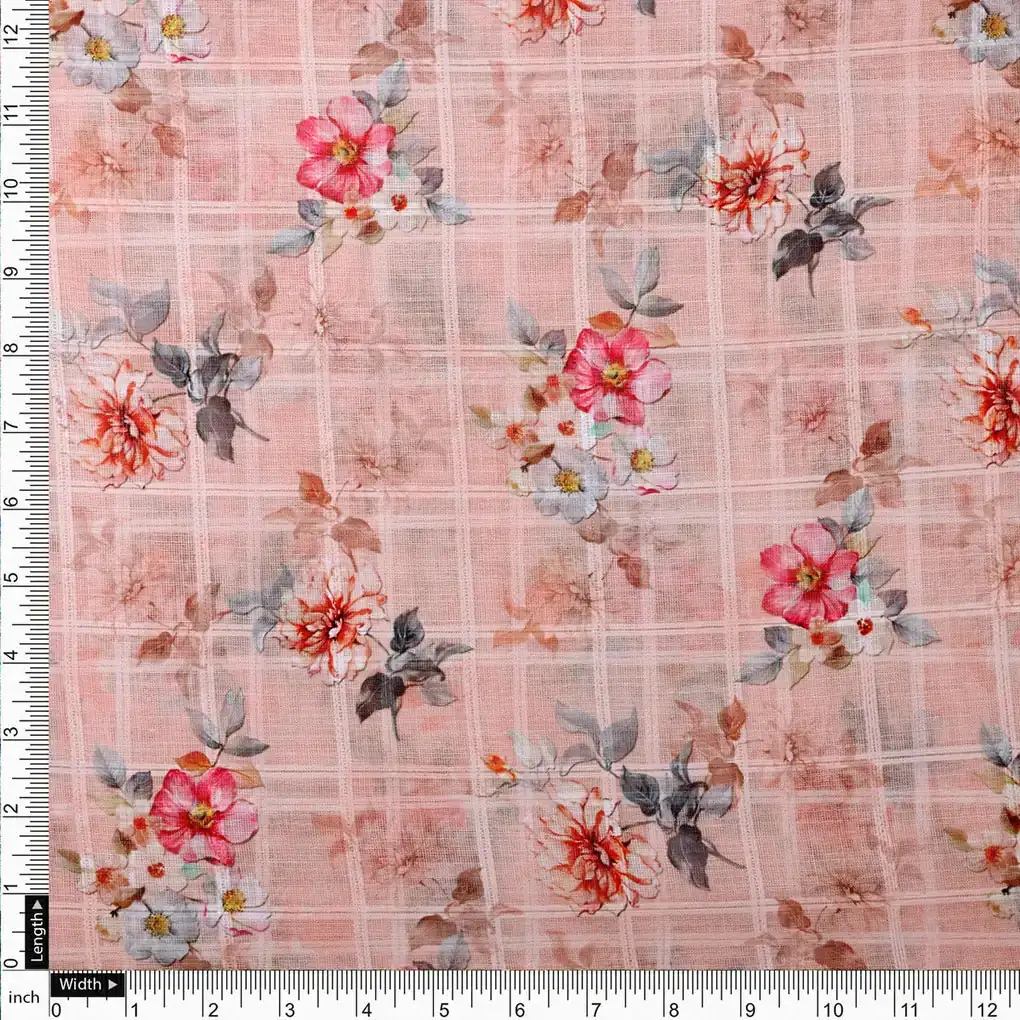 Gorgeous Linen Fabric with Bunch of Flowers Design - Image 4
