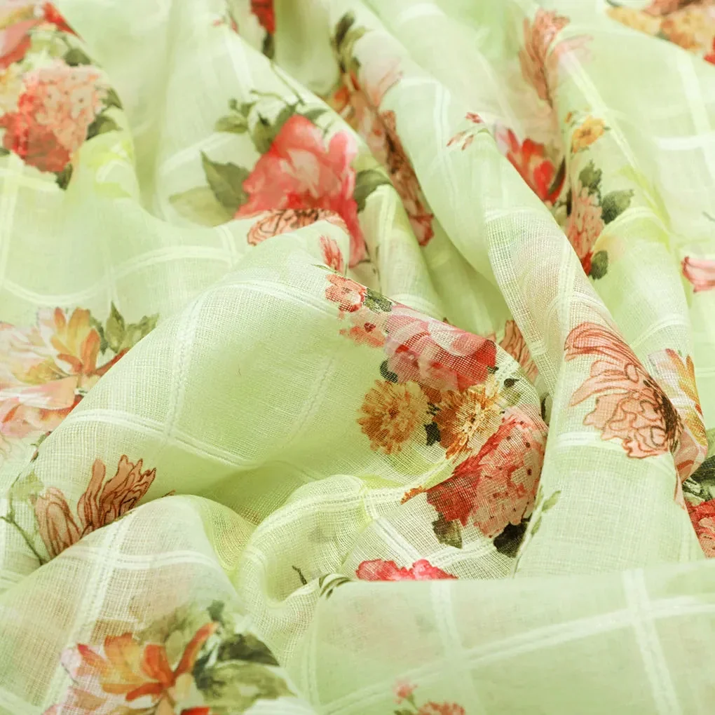 Gorgeous Linen Floral Printed Fabric Material - Image 3