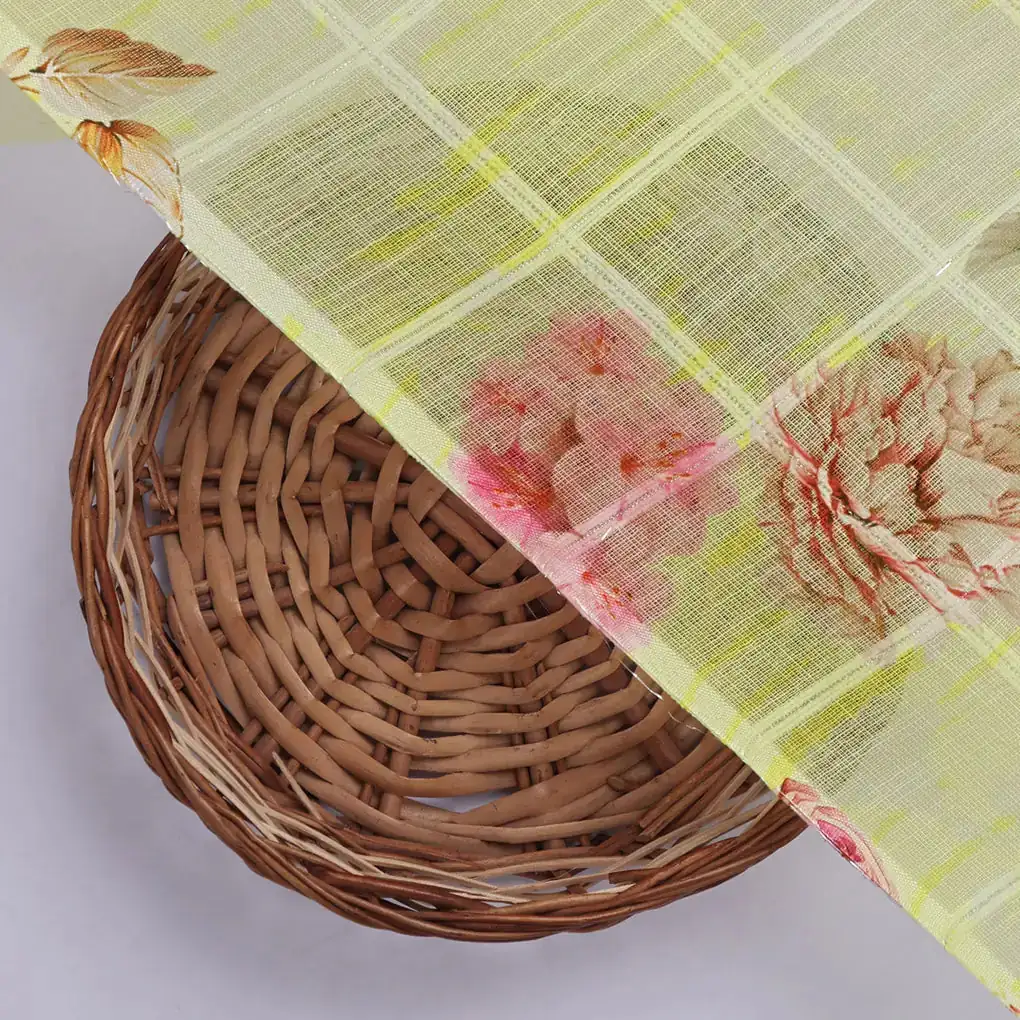 Gorgeous Linen Flower Print Fabric with Decorative Floral Design - Image 2