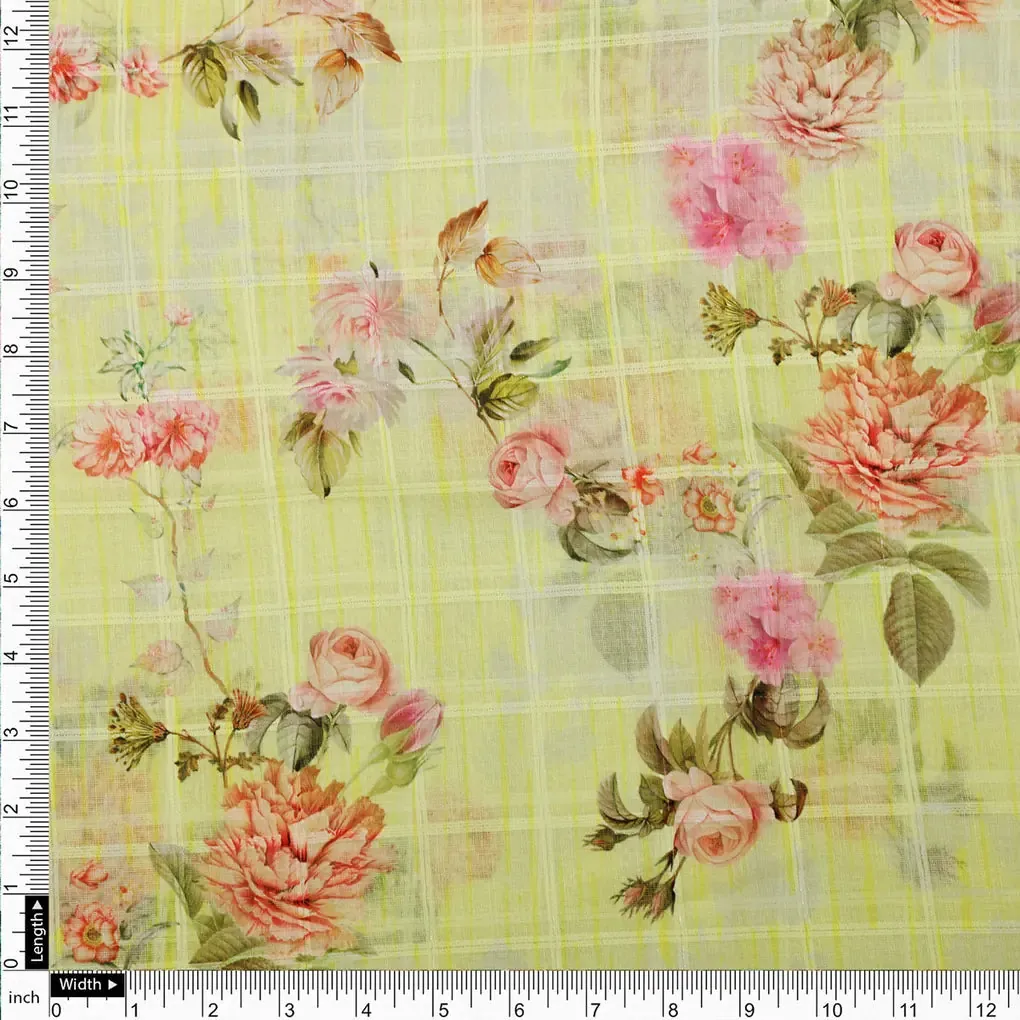 Gorgeous Linen Flower Print Fabric with Decorative Floral Design - Image 4