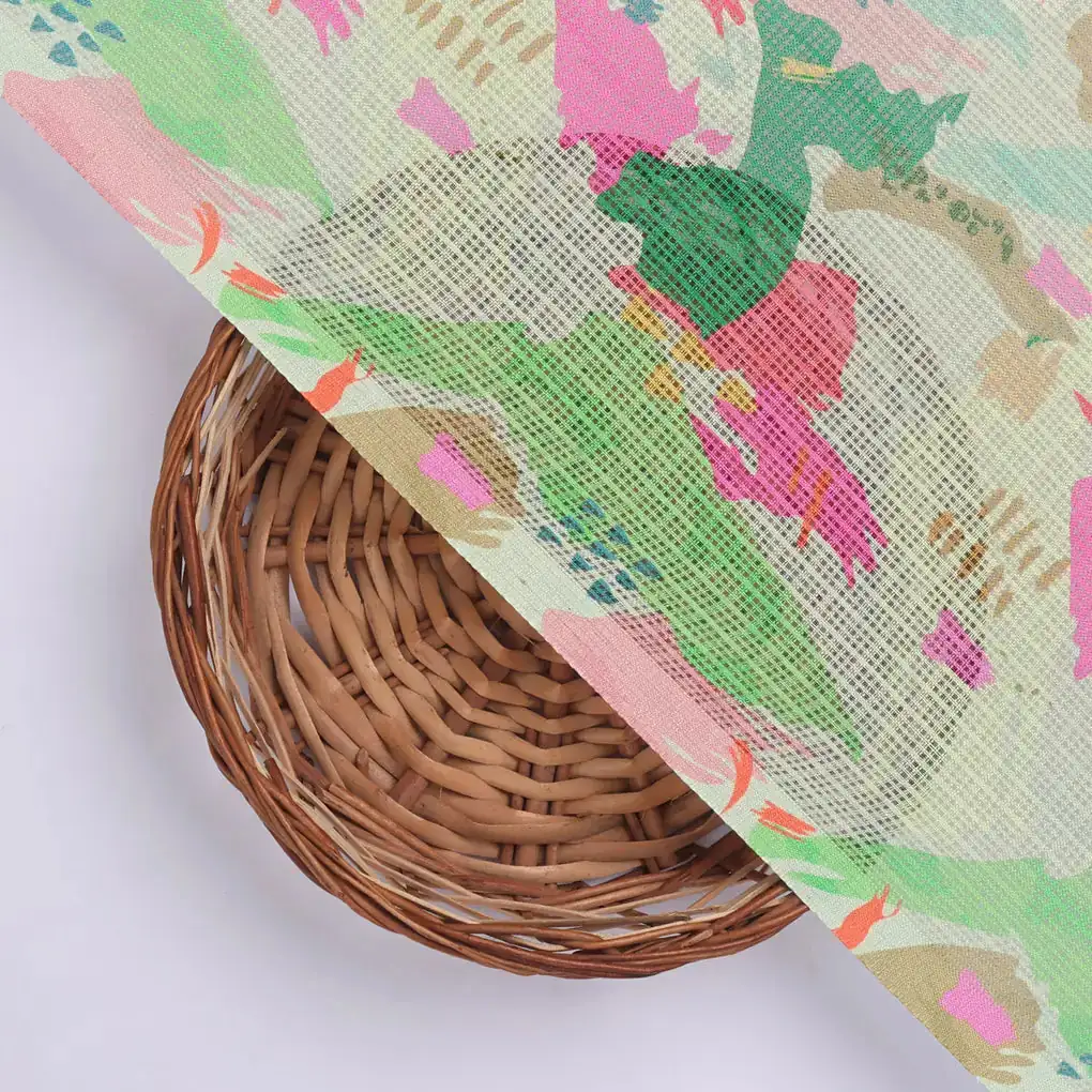 Gorgeous Multicolor Abstract Printed Kota Doria Fabric Material - Image 2