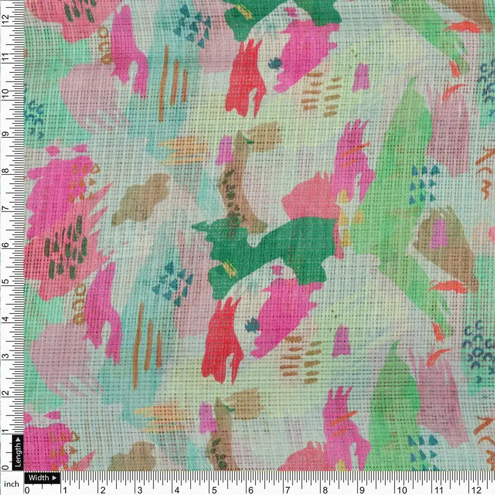 Gorgeous Multicolor Abstract Printed Kota Doria Fabric Material - Image 4