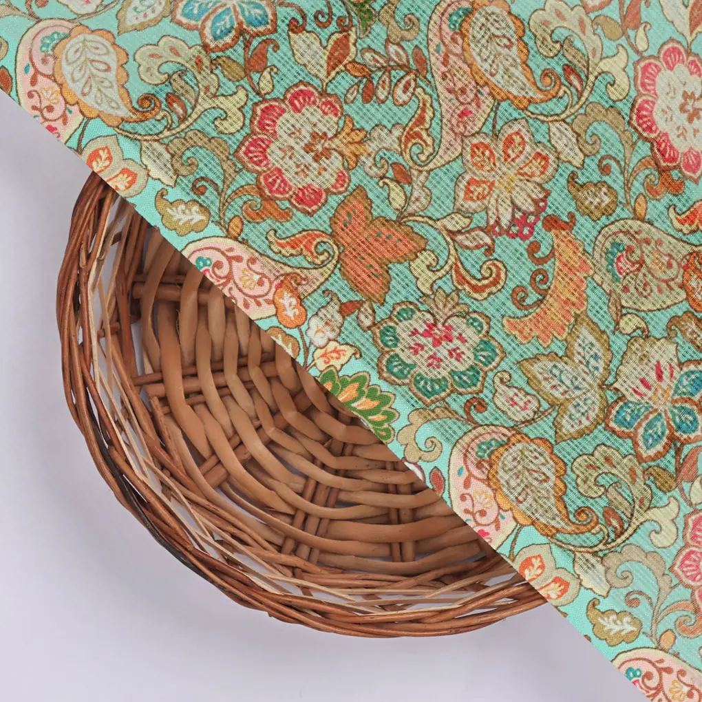 Gorgeous Multicolor Paisley and Floral Velly Kota Doria Fabric - Image 2