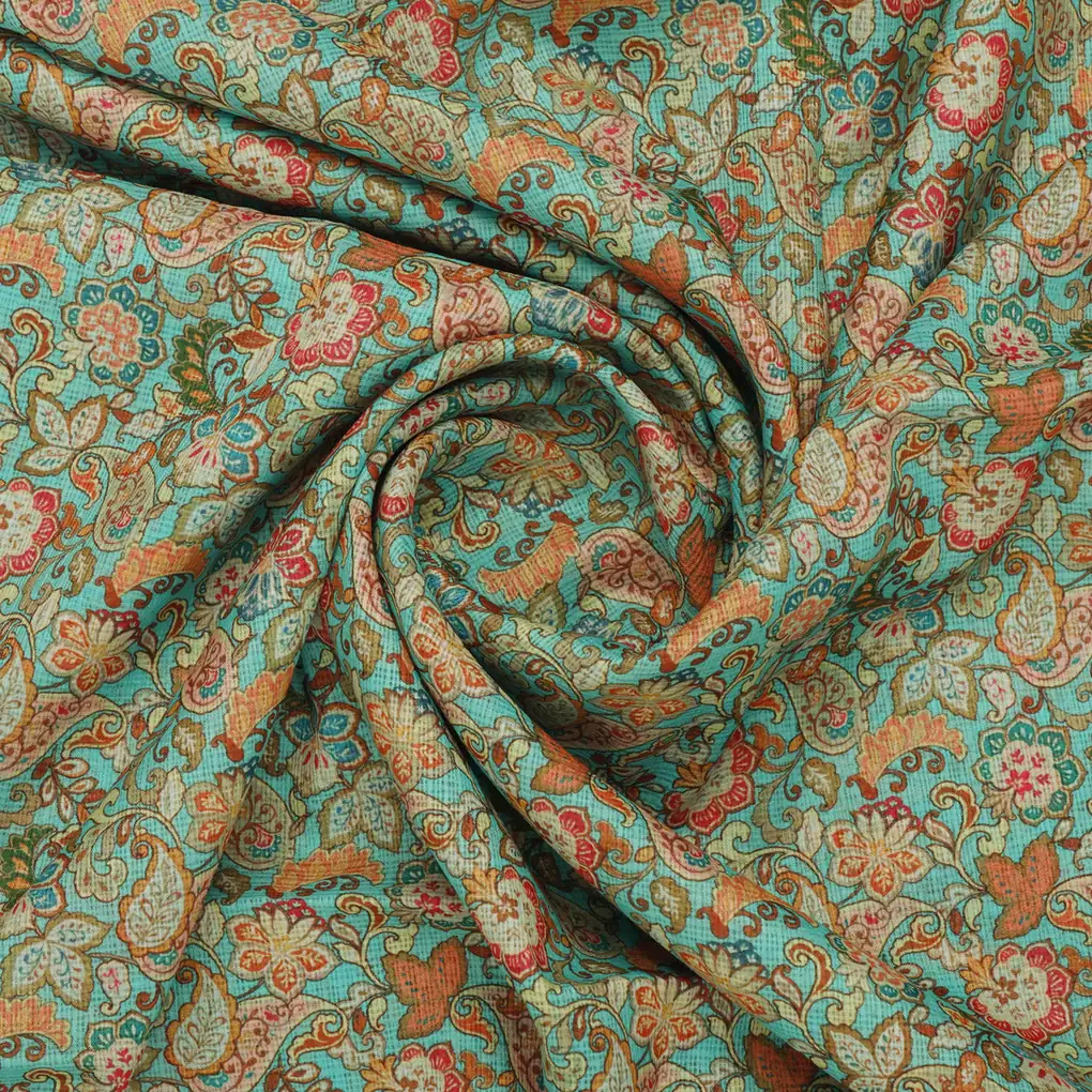 Gorgeous Multicolor Paisley and Floral Velly Kota Doria Fabric - Image 3