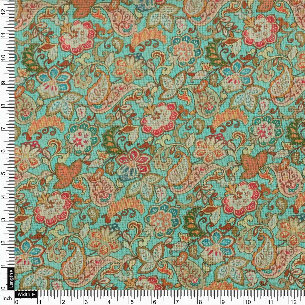 Gorgeous Multicolor Paisley and Floral Velly Kota Doria Fabric - Image 4
