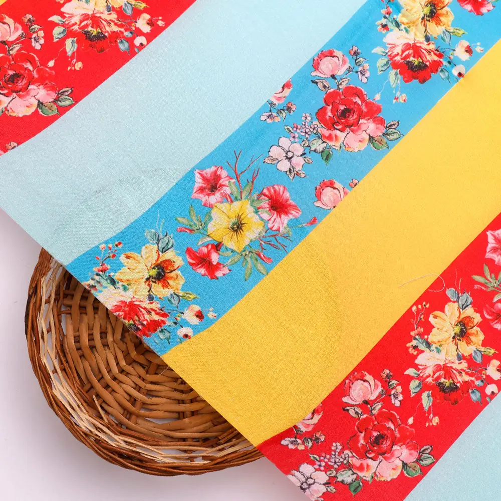 Gorgeous multicolored striped digital printed cotton fabric - Image 3