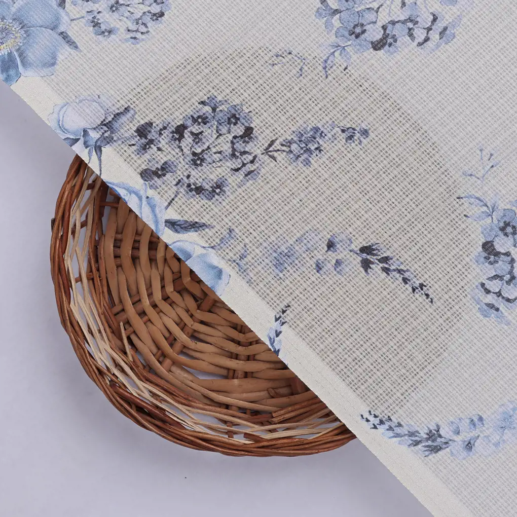 Gorgeous Peacock and Flower Print on Kota Doria Digital Fabric Material - Image 2