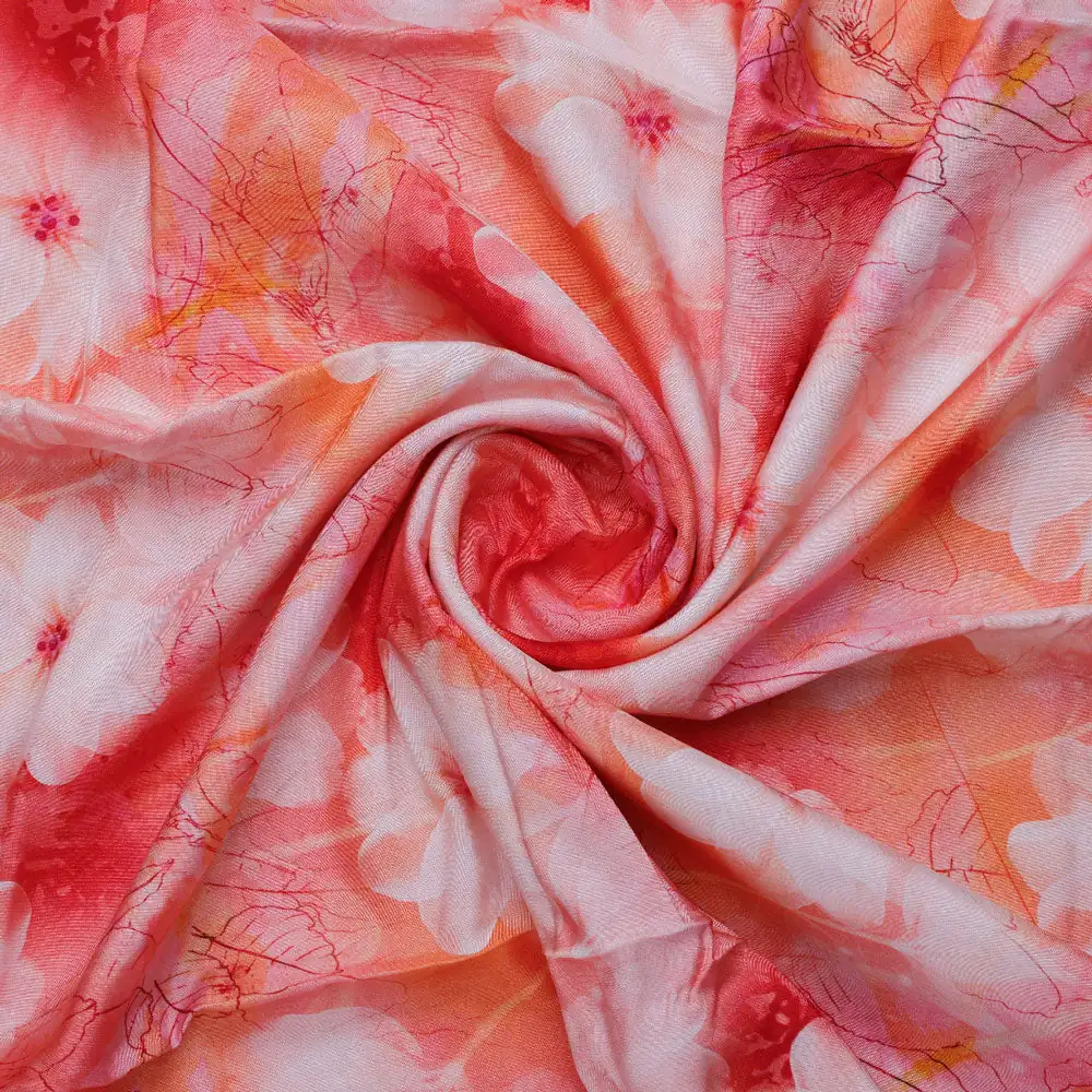 Gorgeous pink and peach damask digital printed fabric - Image 3
