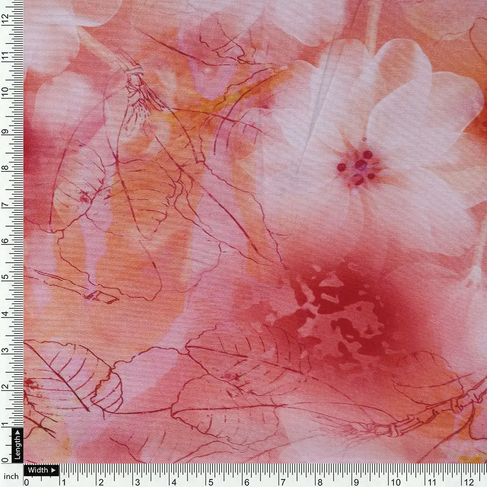 Gorgeous pink and peach damask digital printed fabric - Image 4