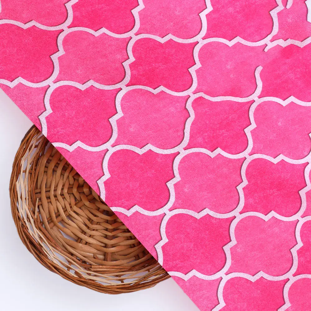 Gorgeous pink Ogee digital printed fabric from FAB VOGUE Studio - Image 3