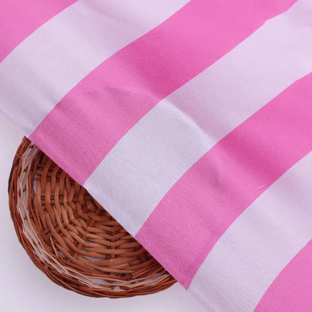 Gorgeous pink striped digital printed fabric from FAB VOGUE Studio - Image 3