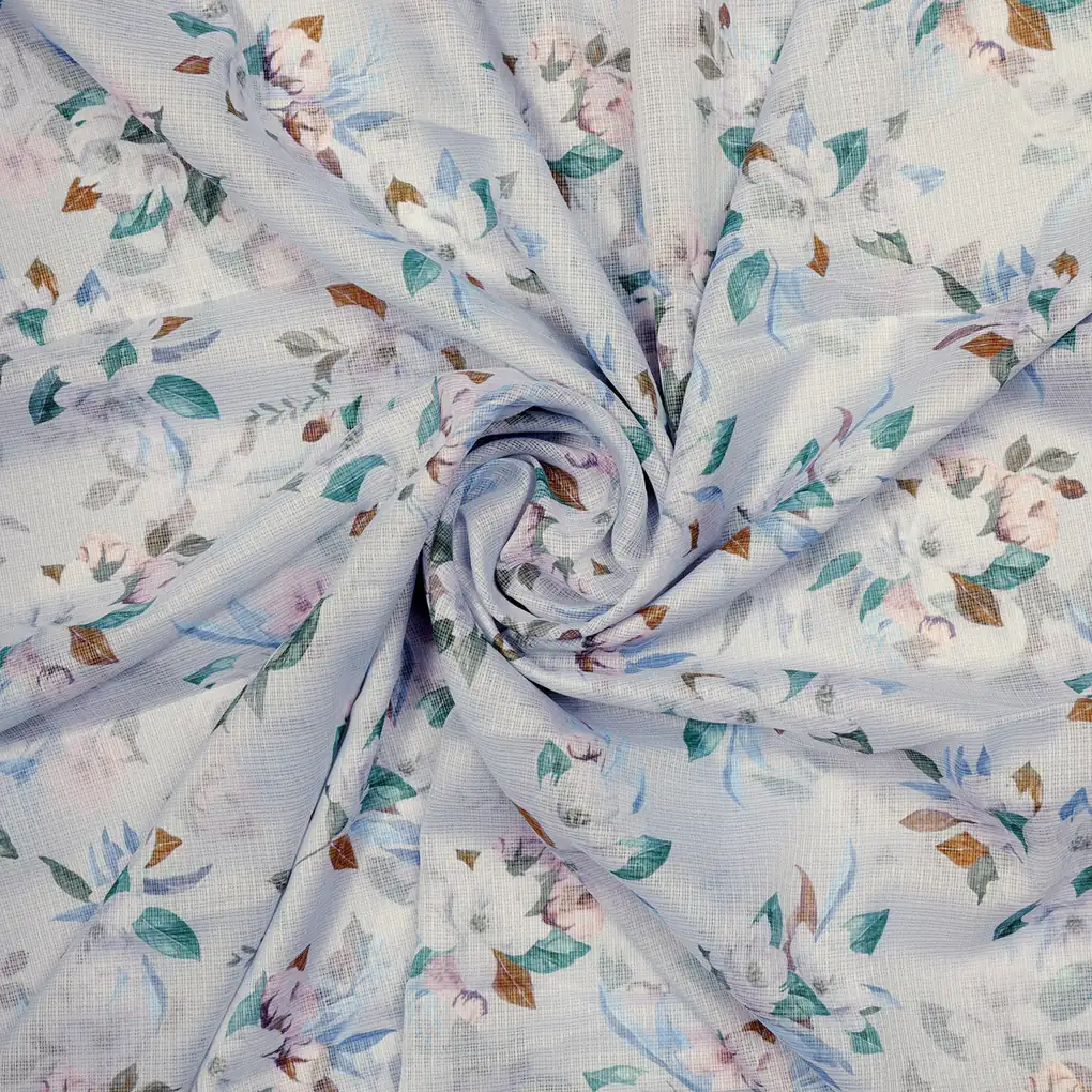 Gorgeous Printed Kota Doria Fabric Material with Bunch Of Flower - Image 3