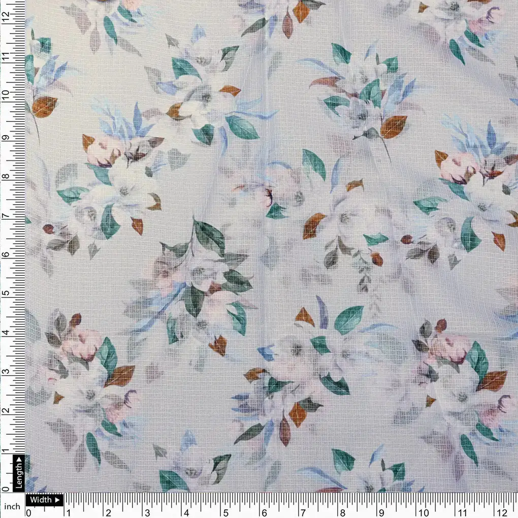 Gorgeous Printed Kota Doria Fabric Material with Bunch Of Flower - Image 4