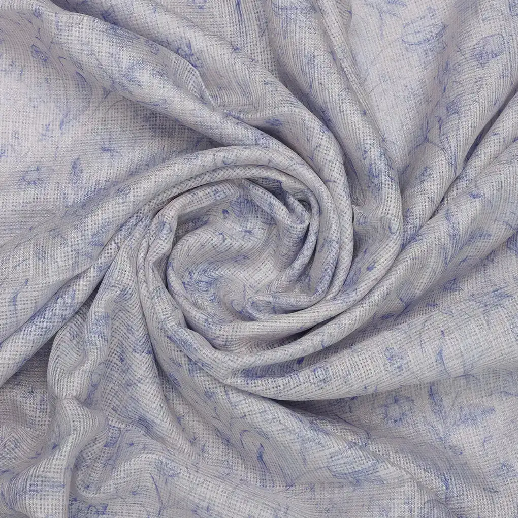 Gorgeous Purple and White Ditsy Floral Printed Kota Doria Fabric Materail - Image 3