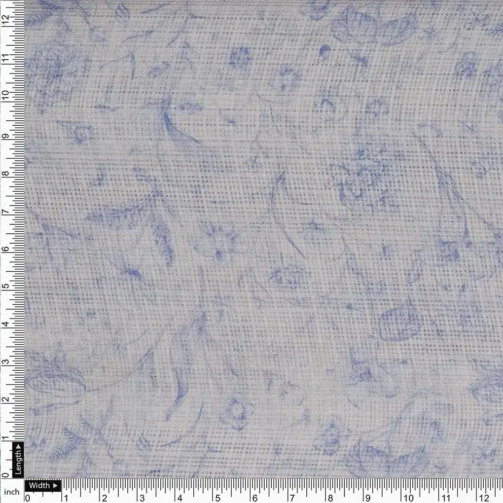 Gorgeous Purple and White Ditsy Floral Printed Kota Doria Fabric Materail - Image 4