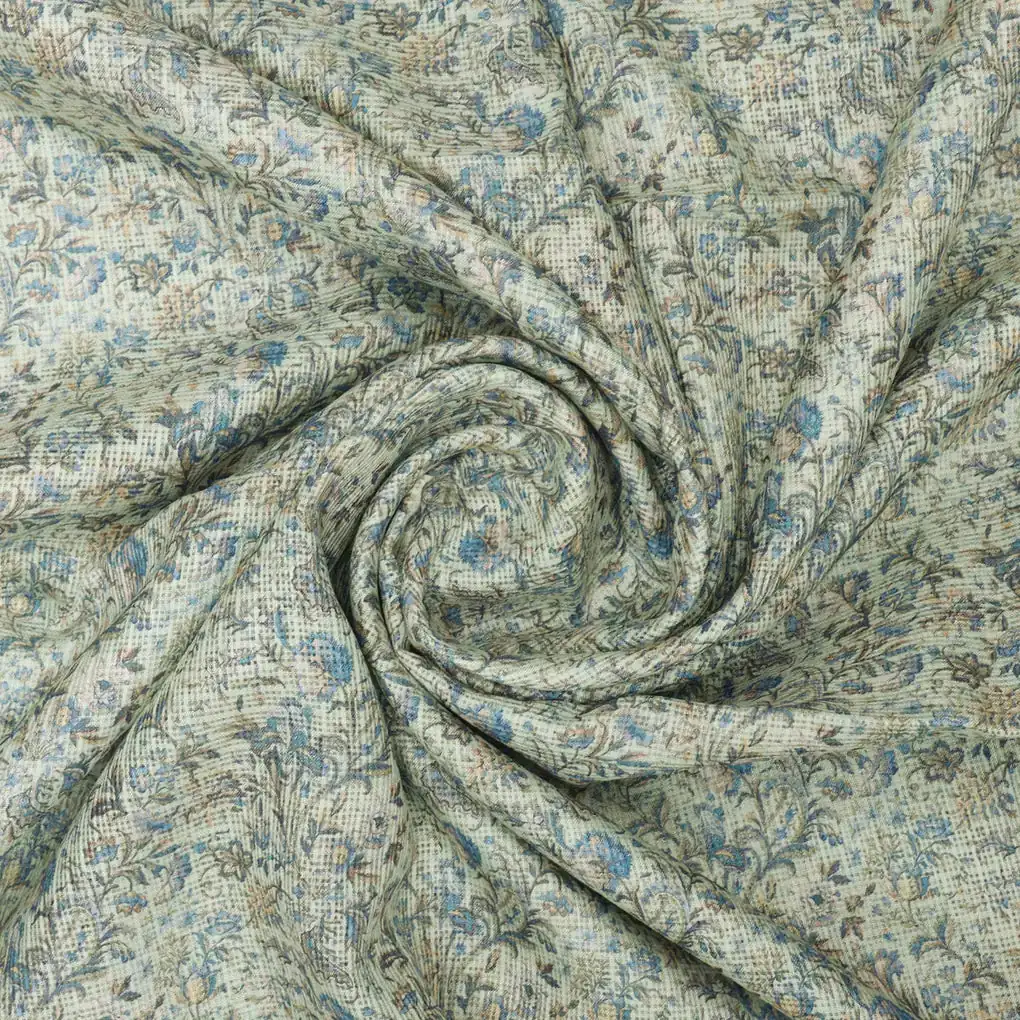 Gorgeous Purple Kota Doria Digital Printed Fabric with Decorative Floral Design - Image 3