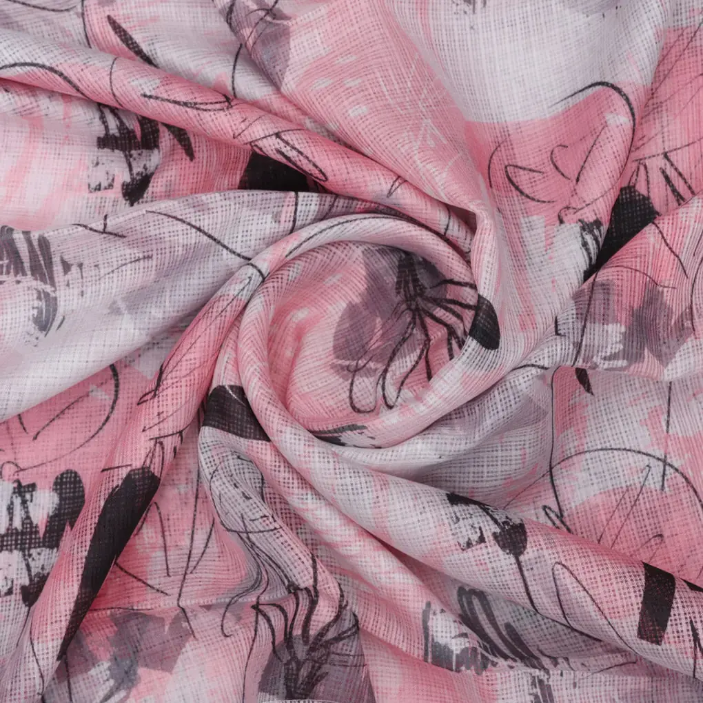Gorgeous Quirky Printed Kota Doria Digital Fabric Material - Image 3