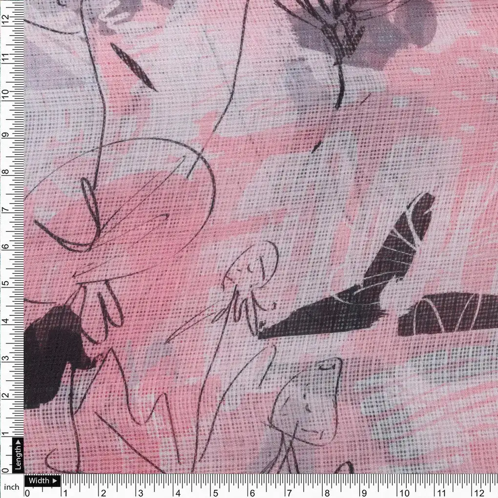 Gorgeous Quirky Printed Kota Doria Digital Fabric Material - Image 4