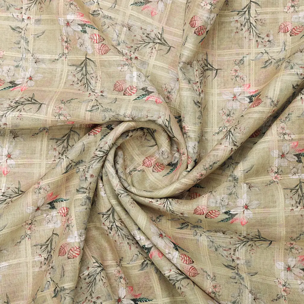 Gorgeous Velly Linen Fabric with Stunning Floral and Leaves Design - Image 3