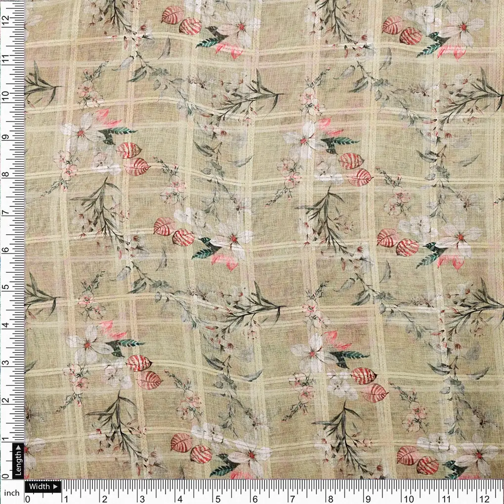 Gorgeous Velly Linen Fabric with Stunning Floral and Leaves Design - Image 4