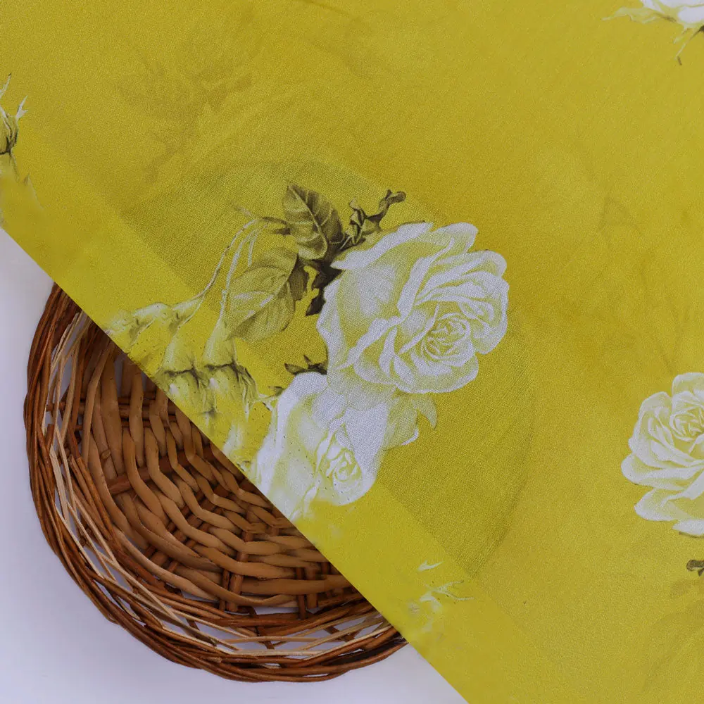 Gorgeous yellow Cotton digital printed fabric by FAB VOGUE Studio - Image 2