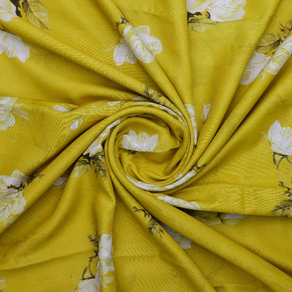 Gorgeous yellow Cotton digital printed fabric by FAB VOGUE Studio - Image 3