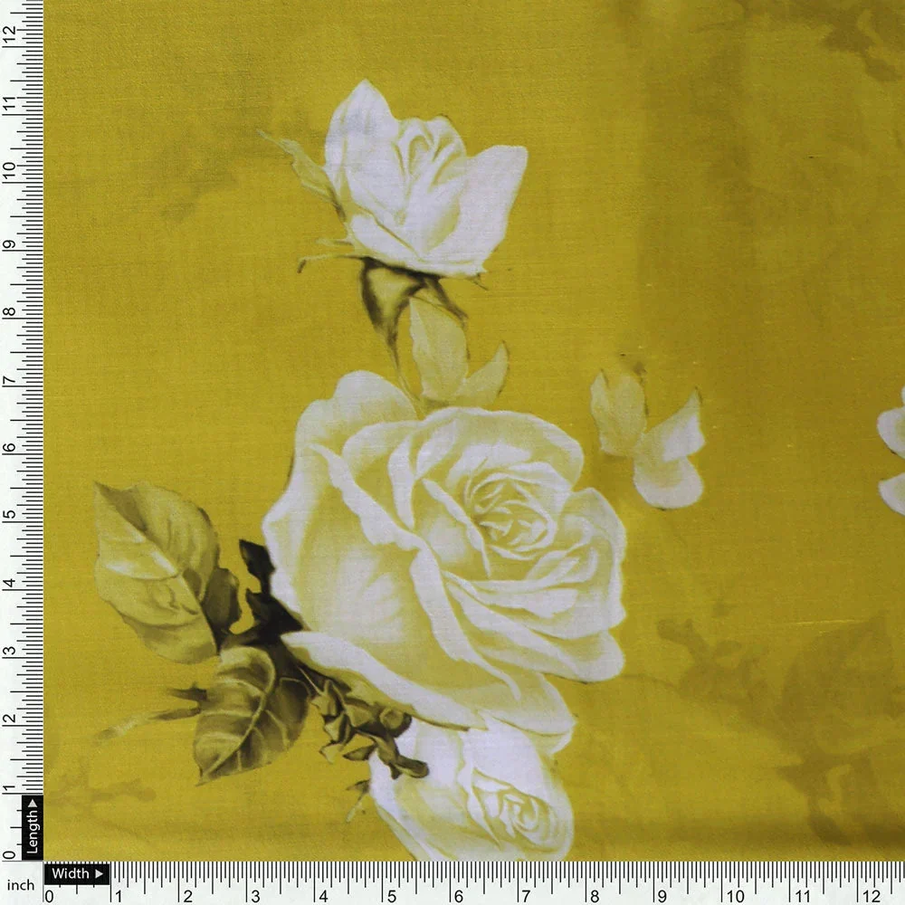 Gorgeous yellow Cotton digital printed fabric by FAB VOGUE Studio - Image 4