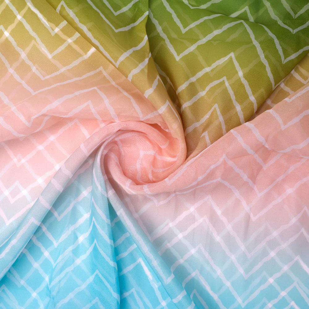 Seamless Multicolours Zigzag Digital Printed Fabric - Image 2