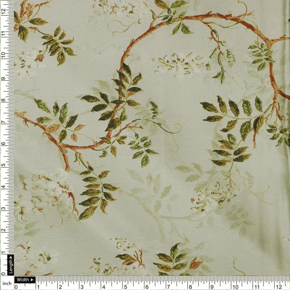 Graceful Floral Design Printed on Japan Satin Fabric - Image 4