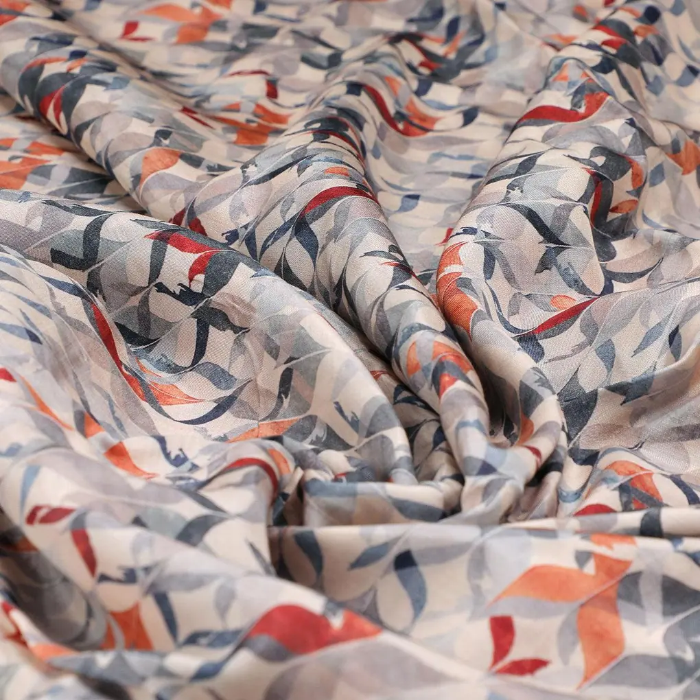 Gray Abstract Printed Pure Muslin Fabric - Image 3
