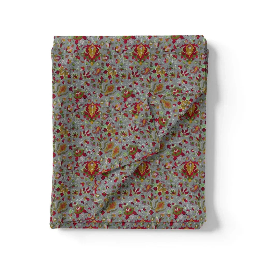 Gray Calico Pashmina Printed Fabric - Image 3