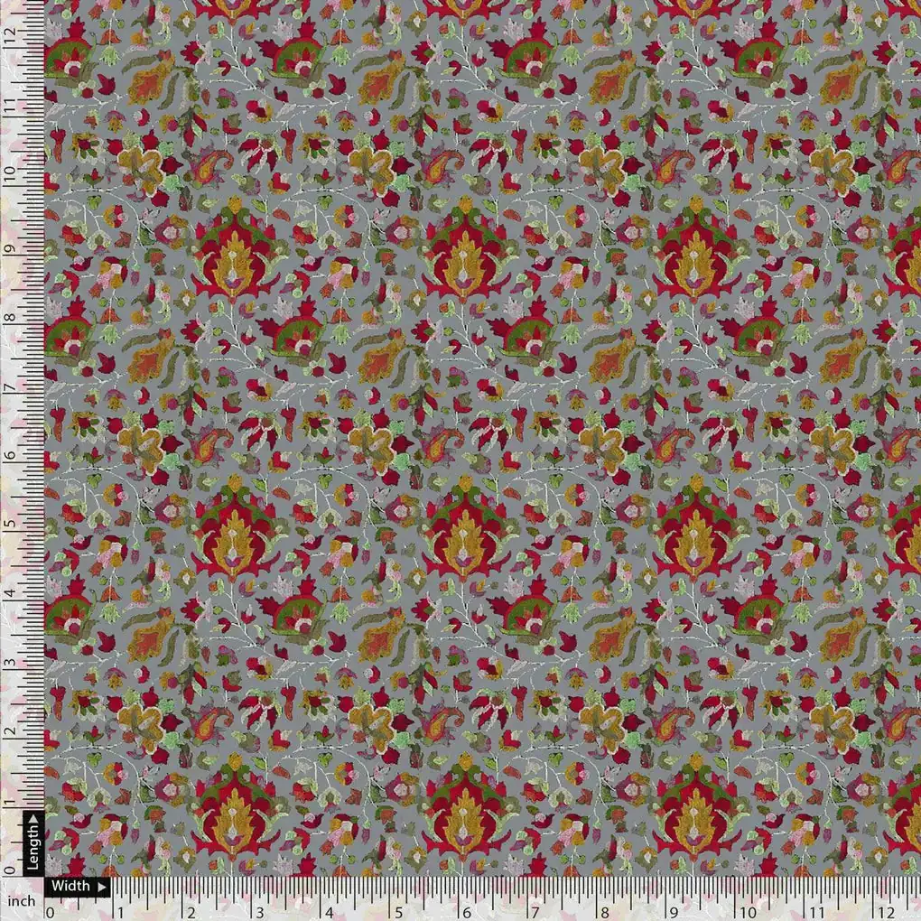 Gray Calico Pashmina Printed Fabric - Image 5