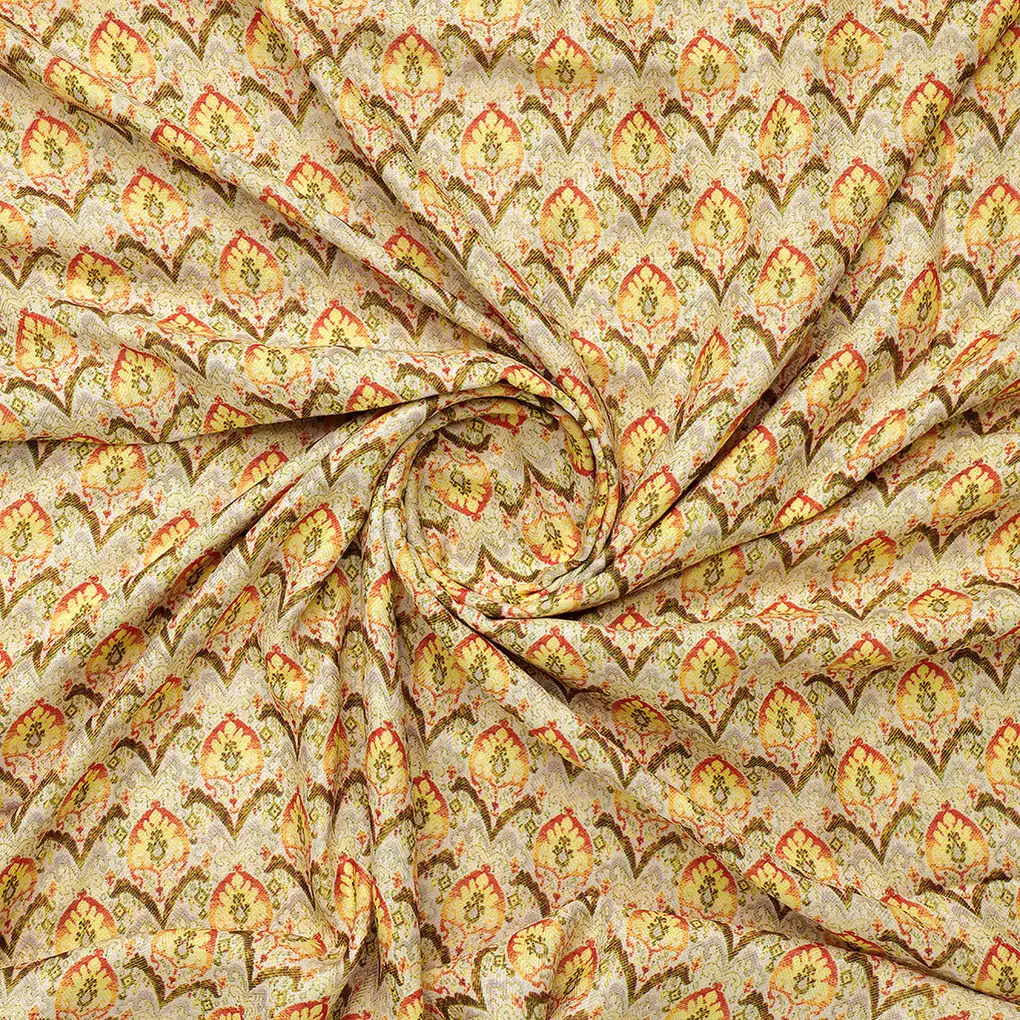 Gray Fleur-de-lis Pashmina Printed Fabric - Image 2