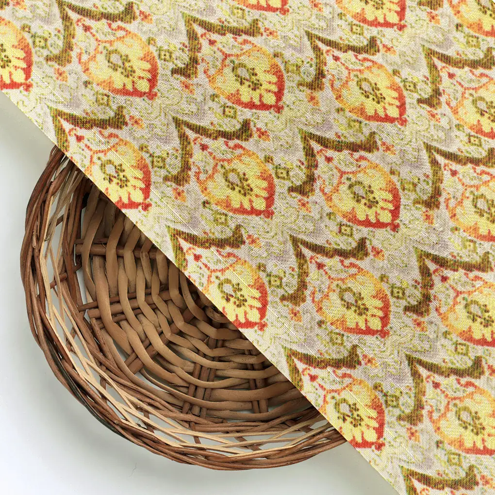 Gray Fleur-de-lis Pashmina Printed Fabric - Image 3
