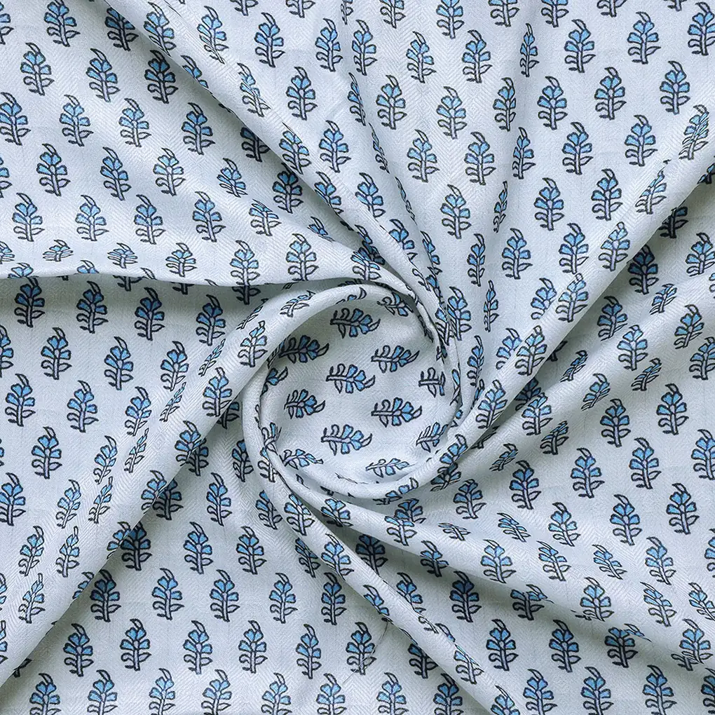 Gray Flower Pashmina Printed Fabric - Image 2