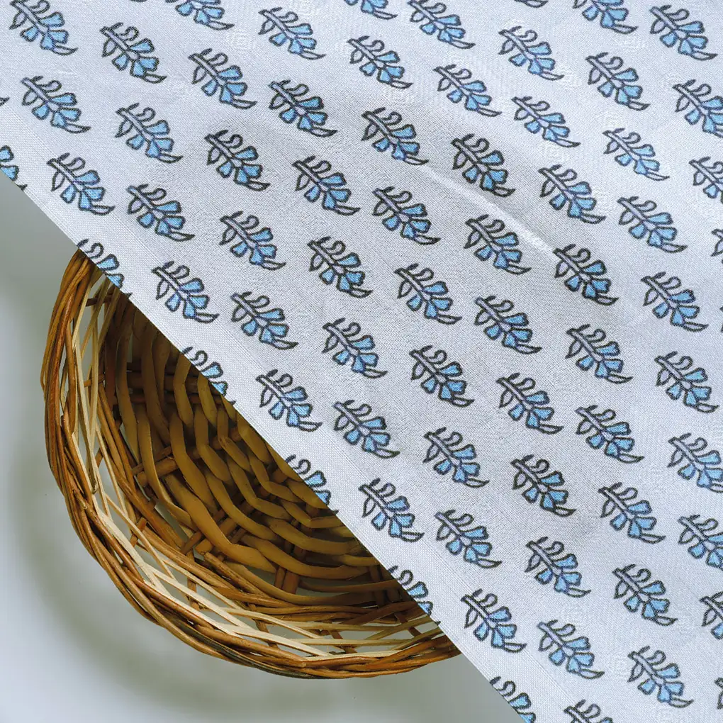 Gray Flower Pashmina Printed Fabric - Image 3