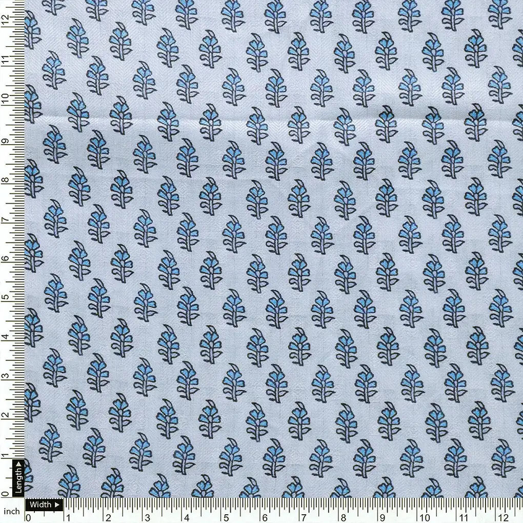 Gray Flower Pashmina Printed Fabric - Image 4