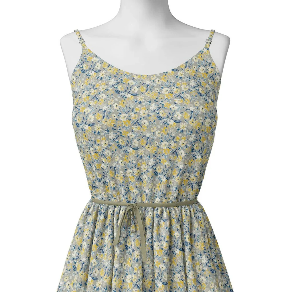 Gray Flower Weightless Printed Fabric - Image 2