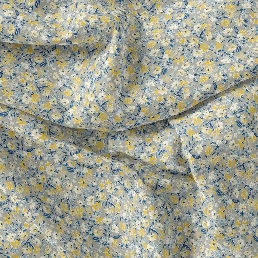 Gray Flower Weightless Printed Fabric - Image 4