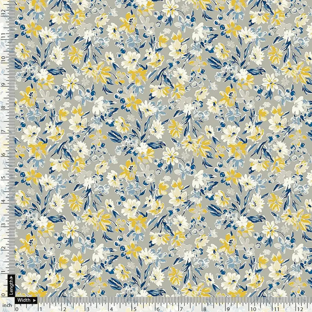 Gray Flower Weightless Printed Fabric - Image 5
