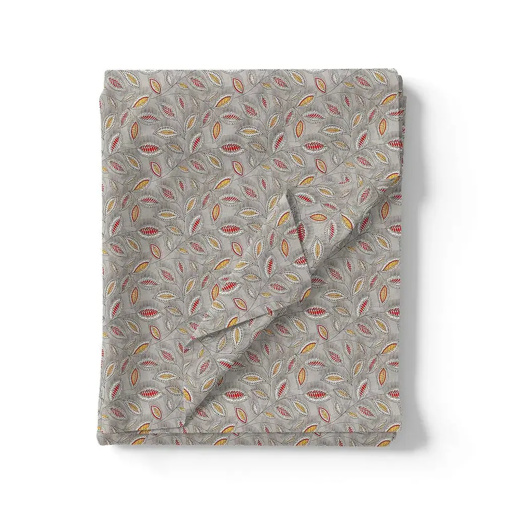 Gray Leaves Pashmina Printed Fabric - Image 3