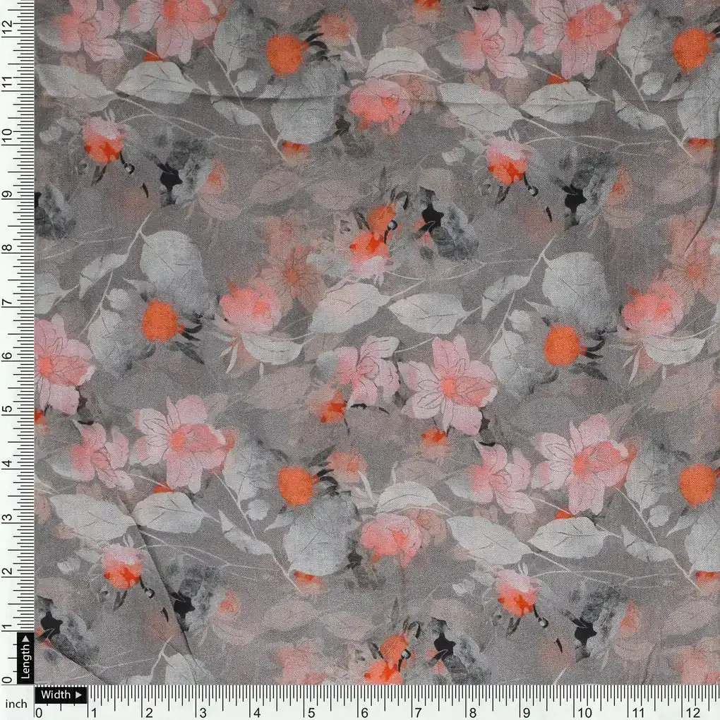 Light Pink Floral Pure Muslin Printed Fabric Material - Image 4