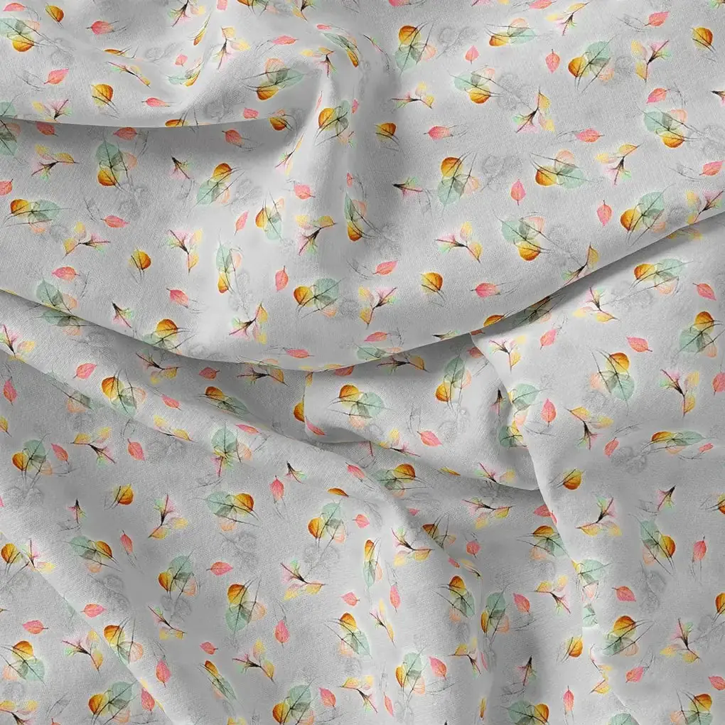 Gray Leaves Weightless Printed Fabric - Image 4