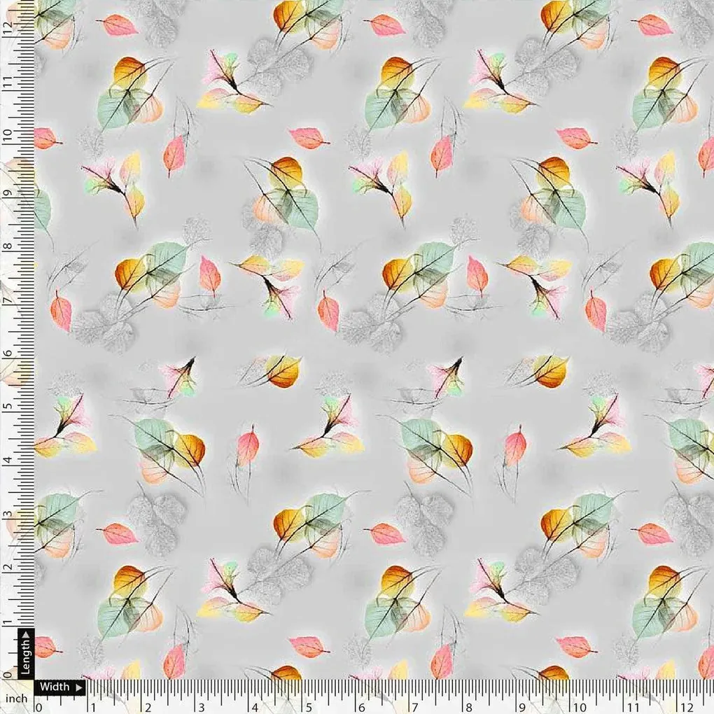 Gray Leaves Weightless Printed Fabric - Image 5