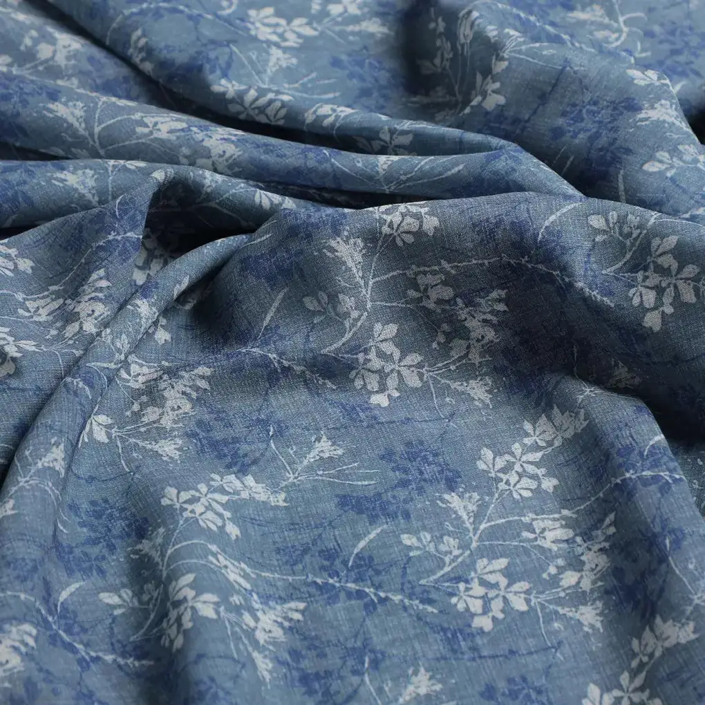 Gray Leaves Weightless Printed Fabric - Image 3